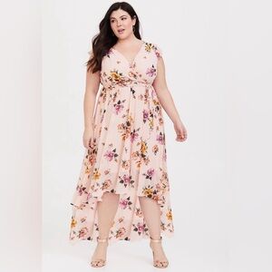 Torrid Pink Floral High Low Dress